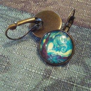 Starry Nights glass Cabochon earrings